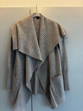 Scoop NYC Gray Ribbed Cashmere Cardigan